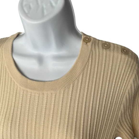 Ralph Lauren Purple Label Sweater Blouse Women's SZ.
L Cream Wool Silk Ribbed - Picture 4 of 16
